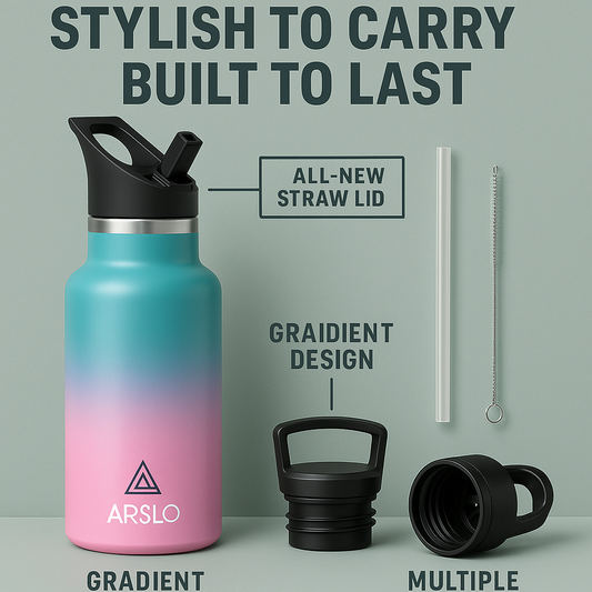 Stainless Steel Water Bottles with Straw Lid